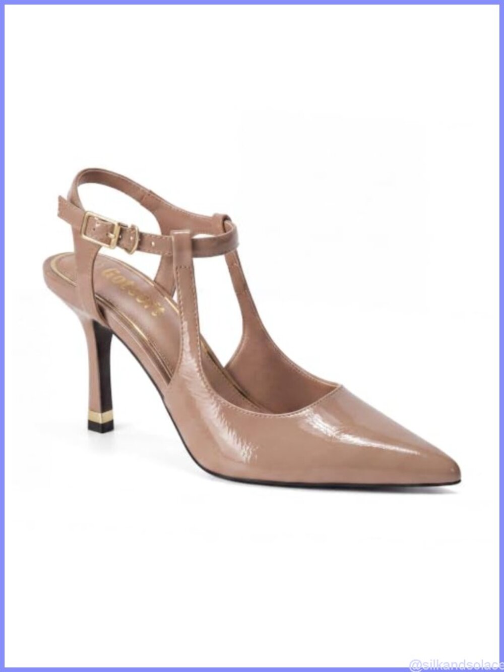 Womens Slingback Pointed Toe Pump Faux Leather Stiletto Heel Ankle Strap Party